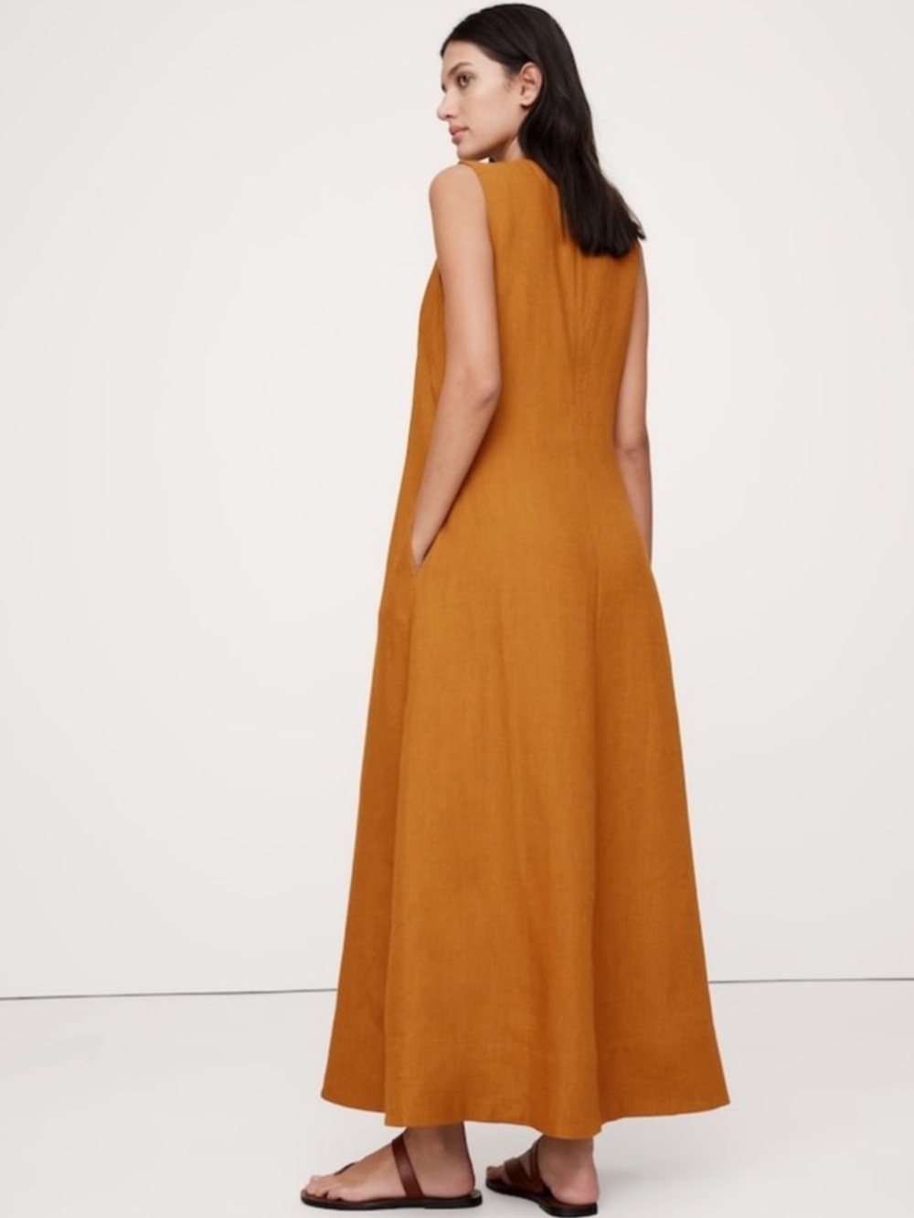 Banana Republic V-Neck Sleeveless Linen Maxi Dress, Size XXL, NWT - Picture 2 of 5